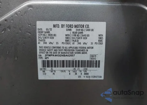 2022 Ford Edge Titanium from USA, damaged, VIN 2FMPK4K92NBA62657